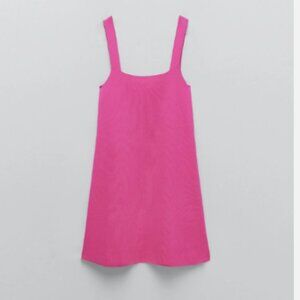 NWT Zara Hot Pink knit Mini Dress with Square Neckline - Size Medium (M)
